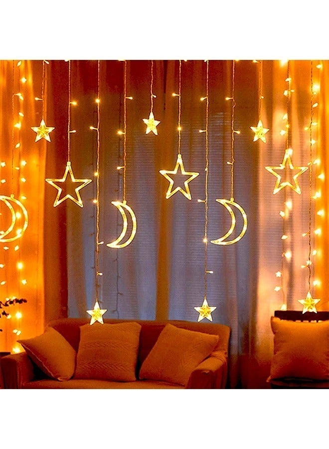 يواوليتي أضواء رمضان، 8 أوضاع إضاءة أضواء LED رمضان، أضواء زخرفية على شكل نجمة وقمر بطول 2 متر لغرفة النوم والعطلات (أبيض دافئ) - Image 5